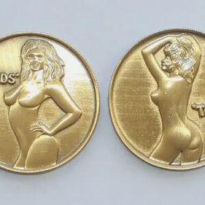 Heads I Get Tail - Tails I Get Head” Nude Flipping Coin. Brand New. Item has a silver finish. Comes in airtight