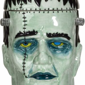 Mrs Frankenstein Bride Skull Cookie Jar Decorative Figurine 8.25" Tall Ossuary Macabre Dead Graveyard