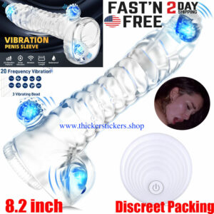 Clear Realistic Male Penis Extension Extender Cock Girth Enhancer Sleeve