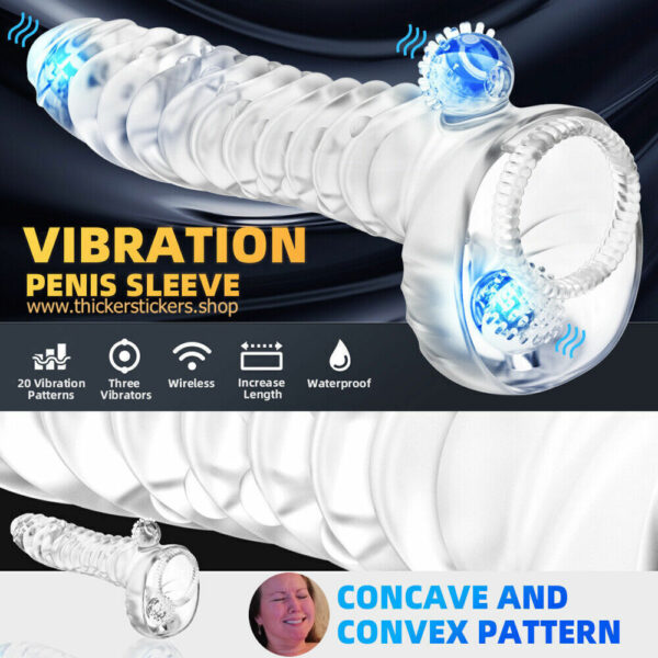 Clear Realistic Male Penis Extension Extender Cock Girth Enhancer Sleeve