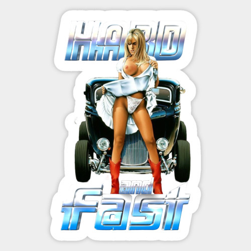 HARD AND FAST NUDE SPORTS CAR STiCKERS AND MAGNETS