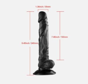 Black Silicone Realistic Huge Dildo Cock Suction-Cup Women Sex Toy Thick-Dong