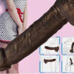 ebony skinned Realistic Huge Dildo Cock Suction-Cup Women Sex Toy Thick-Dong