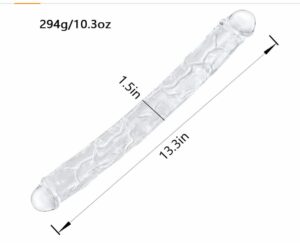 Realistic glans, 13.38inch length allows you to use in a variety of ways. Such as deep vagina masturbation for g-spot to anal and g-spot to g-spot partnered play. FLEXIBLE DUAL DONG: Firm and flexible material allows you to use dual dong in a variety of ways. FULLNESS DEEP INSERT: The double sided dildo is 13.38inch length, 1.57inch diameter, it is perfect for those that want more inside of vaginal masturbation.