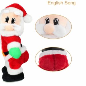 This Animated Santa Claus can sing the New Upgraded English song "Baby Got Rack" as well as twist his buttocks,shoulders and head to the music. Children like to imitate Santa Claus's movements and bring joy to everyone. 【Easy to Operation】Just install 3 * AA batteries at Santa Claus's feet and turn on the switch on tweaking twisted hip Santa Claus's right hand,Dancing Santa Claus will start performing,which is a wonderful XMAS funny gift for kids. (Battery not included).