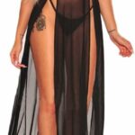 Sheer Mesh Gown Slit Maxi Dress