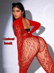 red leopard print body stocking 