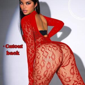 red leopard print body stocking