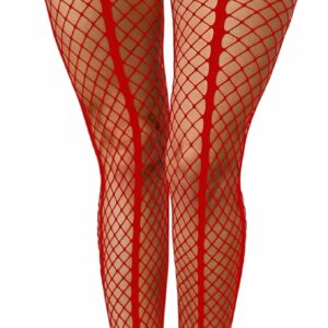 Womens Red Pantyhose Fishnet Stockings