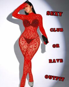 red animal print fishnets body stocking